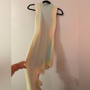 PH5 Ribbed Asymmetrical Mint Cream Yellow Dress